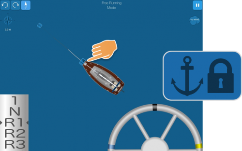 Lock the anchor chain by clicking the symbol on the boat